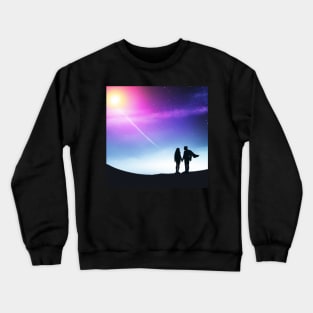 Valentine Wall Art -  Cosmic Sunset - Unique Valentine Fantasy Planet Landsape - Photo print, canvas, artboard print Crewneck Sweatshirt